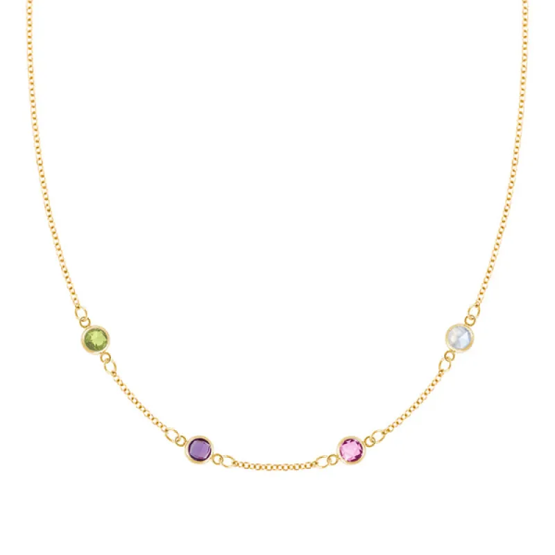 Personalized Classic 4 Birthstone Necklace in 14k Gold sold by Haverhill