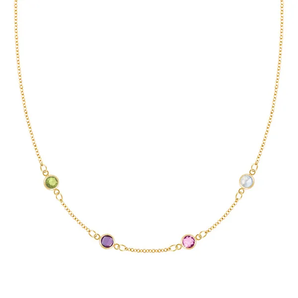 Personalized Classic 4 Birthstone Necklace in 14k Gold sold by Haverhill