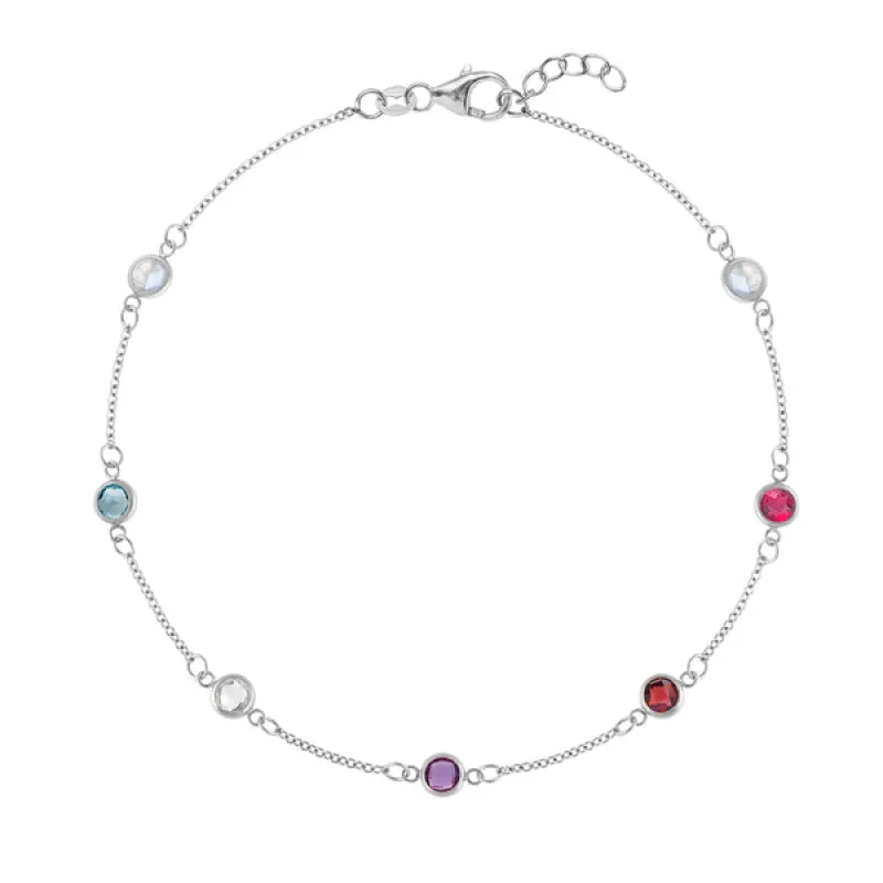 Personalized Classic 7 Birthstone Bracelet in 14k Gold sold by Haverhill