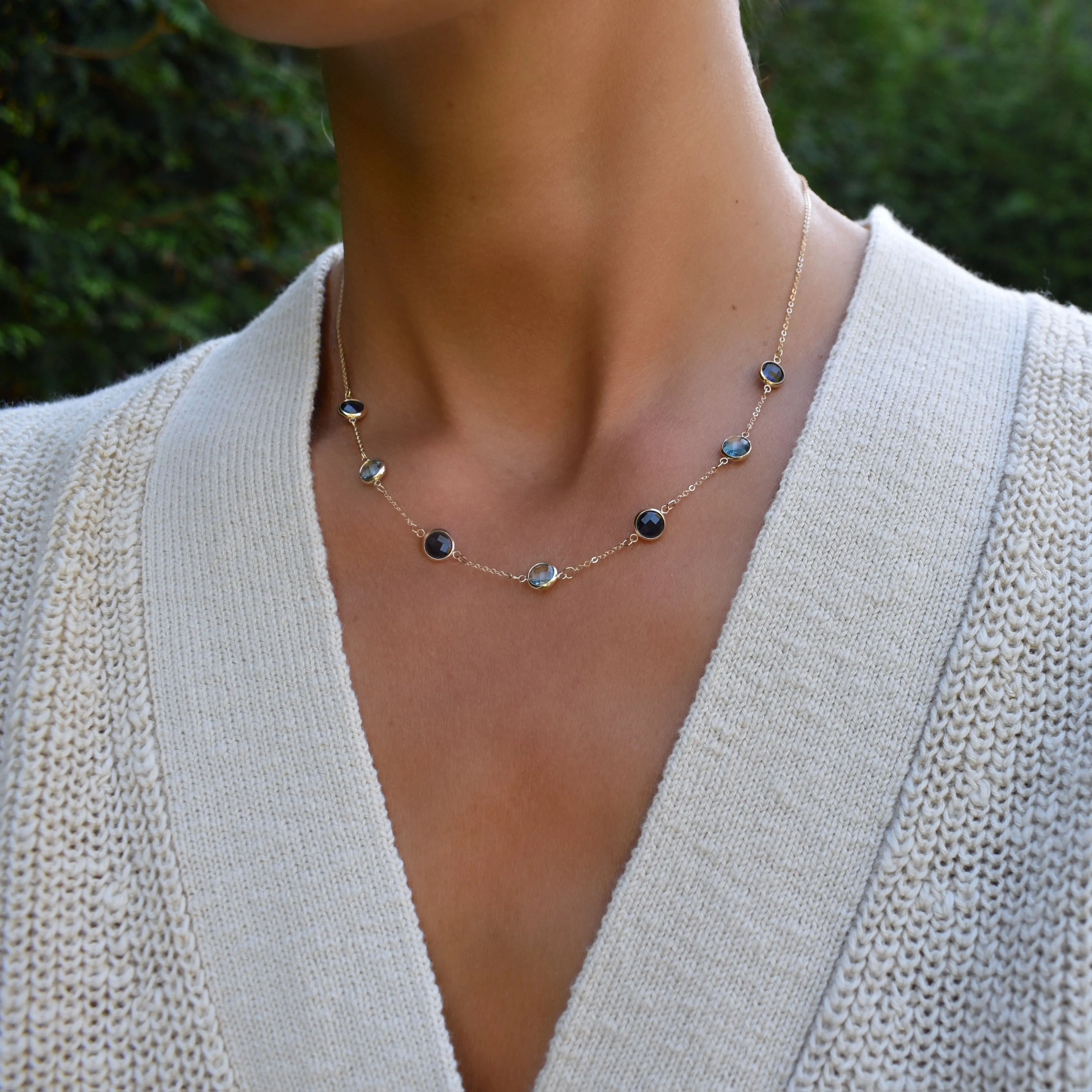 Personalized Grand 7 Birthstone Necklace in 14k Gold sold by Haverhill product image thumbnail 2