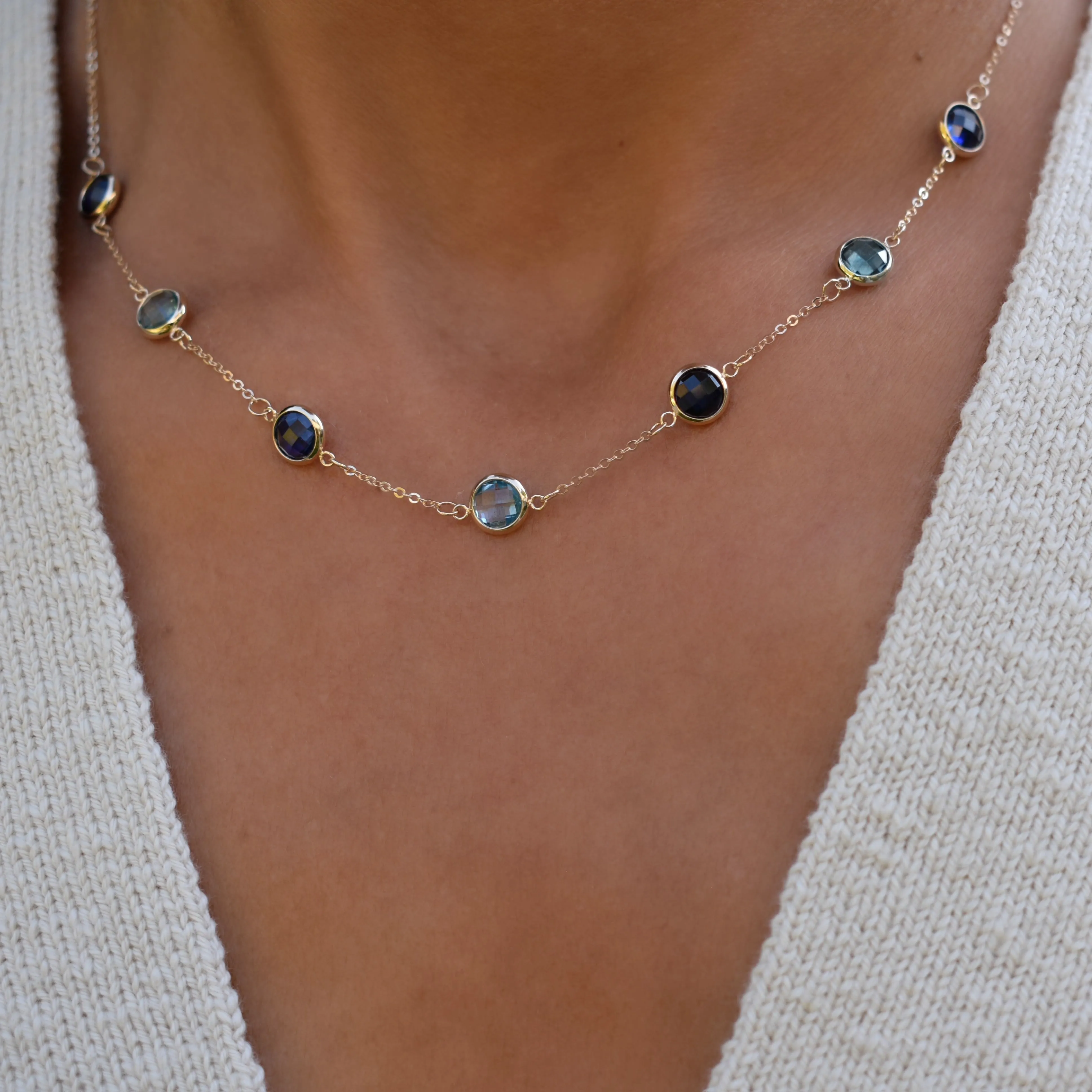 Personalized Grand 7 Birthstone Necklace in 14k Gold sold by Haverhill product image thumbnail 3