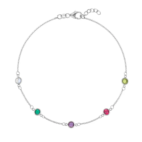 Personalized Classic 5 Birthstone Bracelet in 14k Gold sold by Haverhill