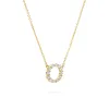 Personalized Rosecliff Small Circle Birthstone Necklace in 14k Gold sold by Haverhill
