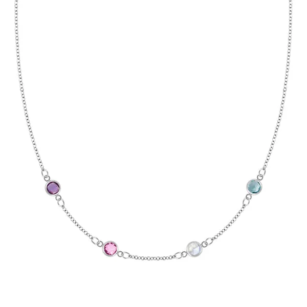 Personalized Classic 4 Birthstone Necklace in 14k Gold sold by Haverhill