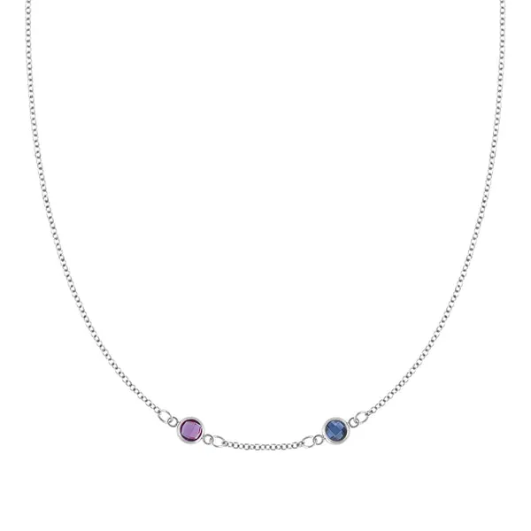 Personalized Classic 2 Birthstone Necklace in 14k Gold (Centered) sold by Haverhill