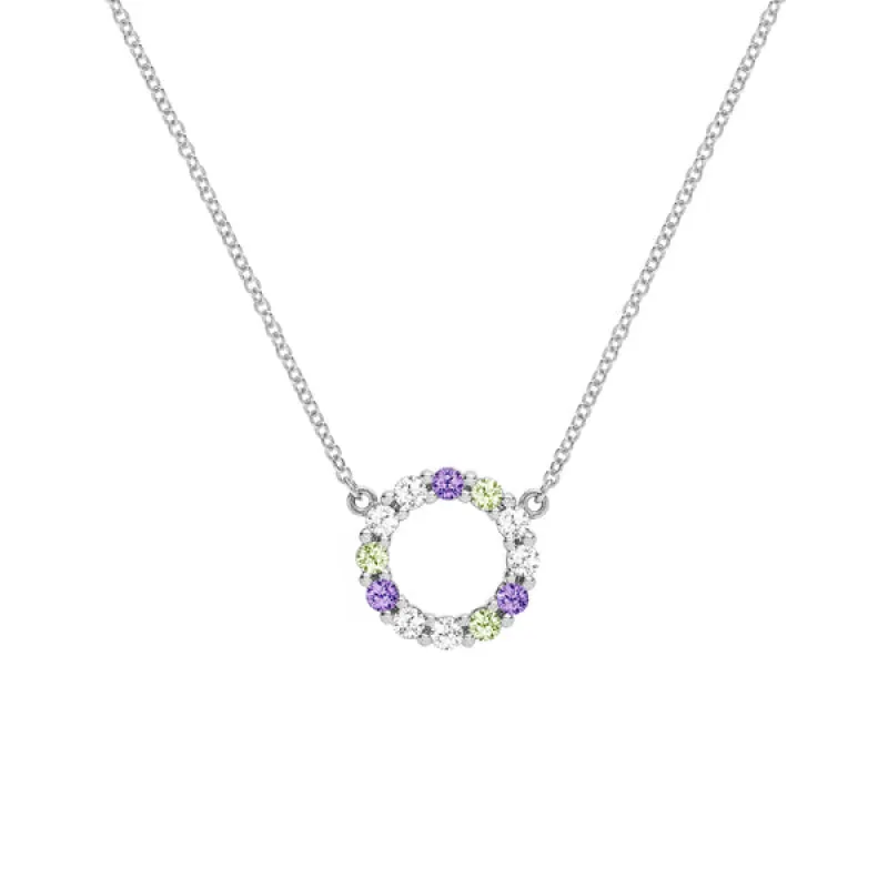Personalized Rosecliff Small Circle Birthstone Necklace in 14k Gold sold by Haverhill