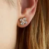 Personalized Greenwich 4 Birthstone & Diamond Earrings in 14k Gold sold by Haverhill