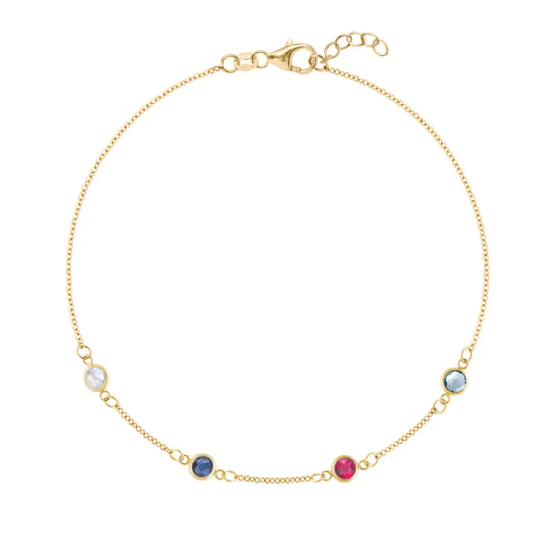 Personalized Classic 4 Birthstone Bracelet in 14k Gold sold by Haverhill