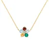 Personalized Greenwich Flower Birthstone & Diamond Necklace in 14k Gold sold by Haverhill