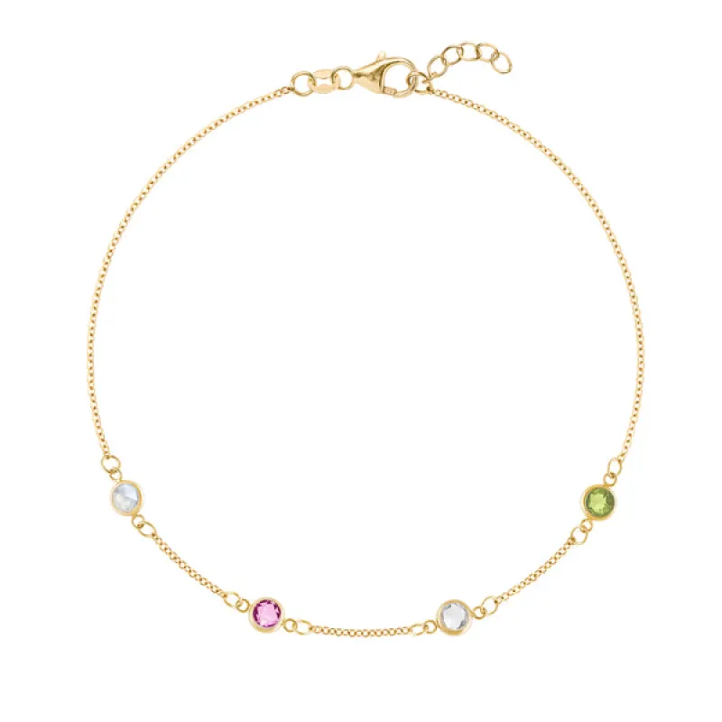 Personalized Classic 4 Birthstone Bracelet in 14k Gold sold by Haverhill