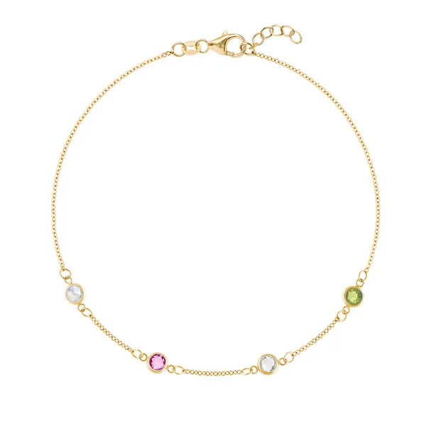 Personalized Classic 4 Birthstone Bracelet in 14k Gold sold by Haverhill