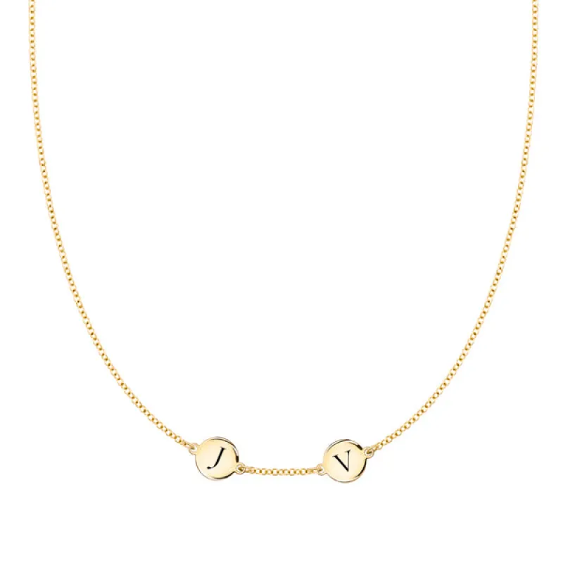 Personalized 2 Letter Necklace in 14k Gold (Single Spacing) sold by Haverhill