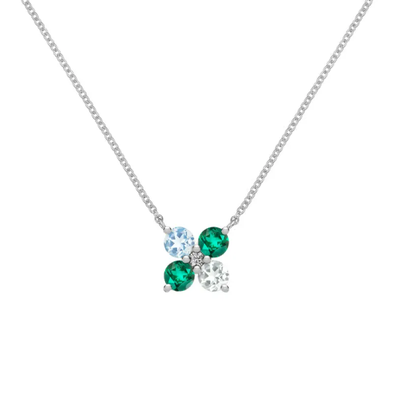 Personalized Greenwich 4 Birthstone & Diamond Necklace in 14k Gold sold by Haverhill
