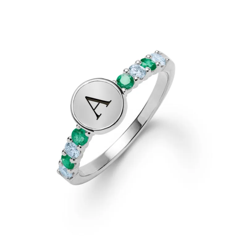 Personalized Rosecliff Letter Ring in 14k Gold sold by Haverhill