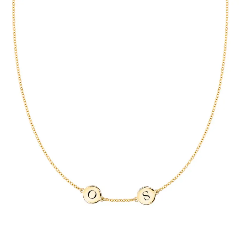 Personalized 2 Letter Necklace in 14k Gold (Single Spacing) sold by Haverhill