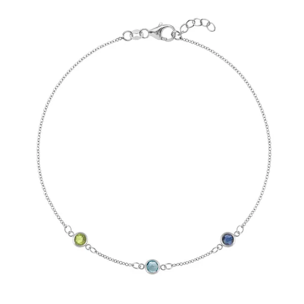 Personalized Classic 3 Birthstone Bracelet in 14k Gold sold by Haverhill