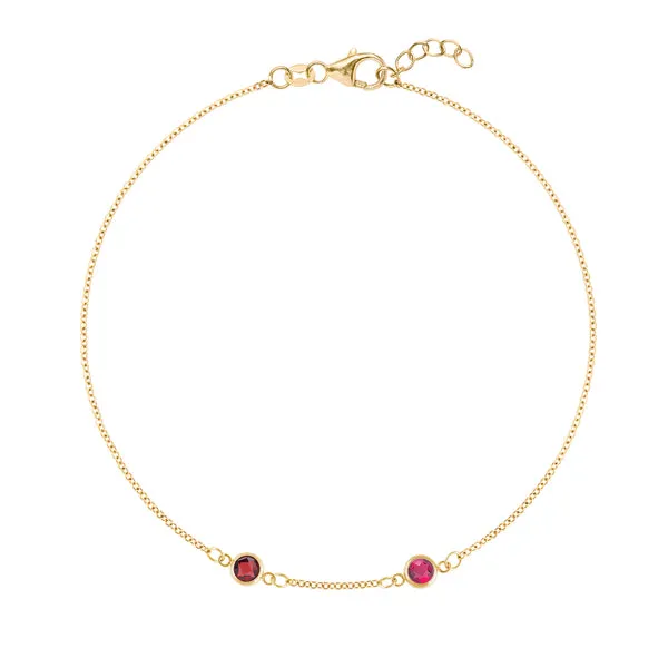 Personalized Classic 2 Birthstone Bracelet in 14k Gold sold by Haverhill