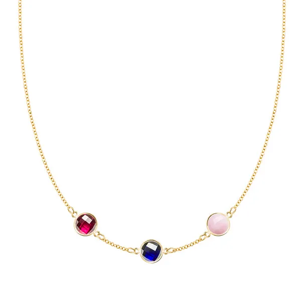 Personalized Grand 3 Birthstone Necklace in 14k Gold sold by Haverhill