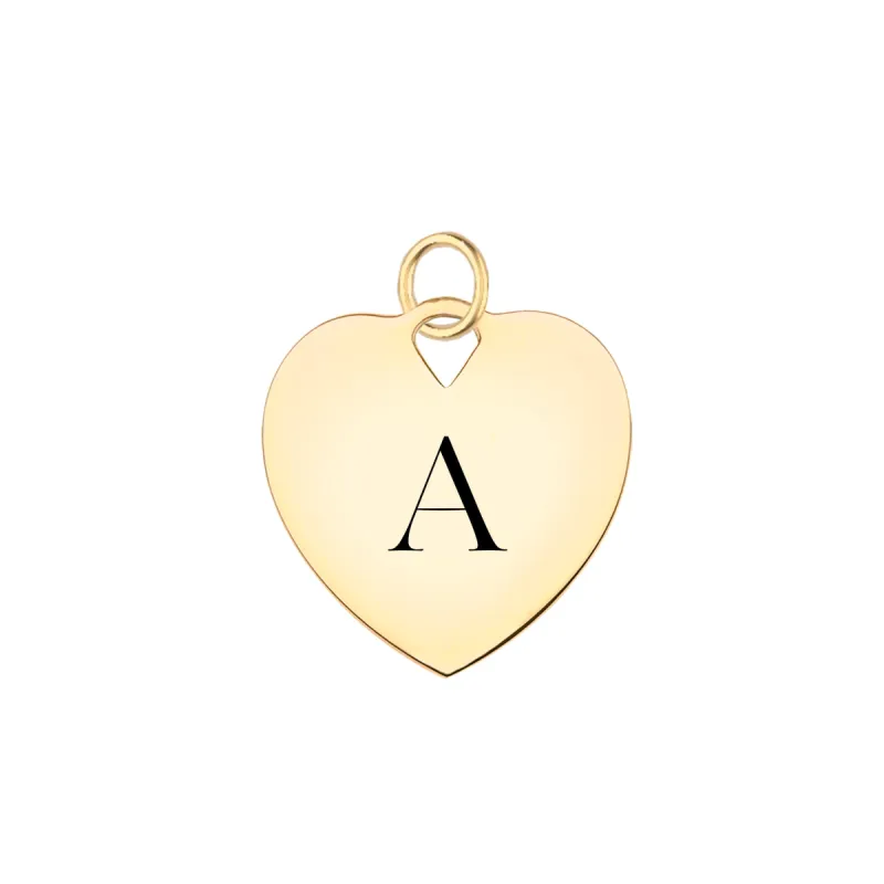Small Engravable Flat Heart Pendant in 14k Gold (Large Jump Ring) sold by Haverhill