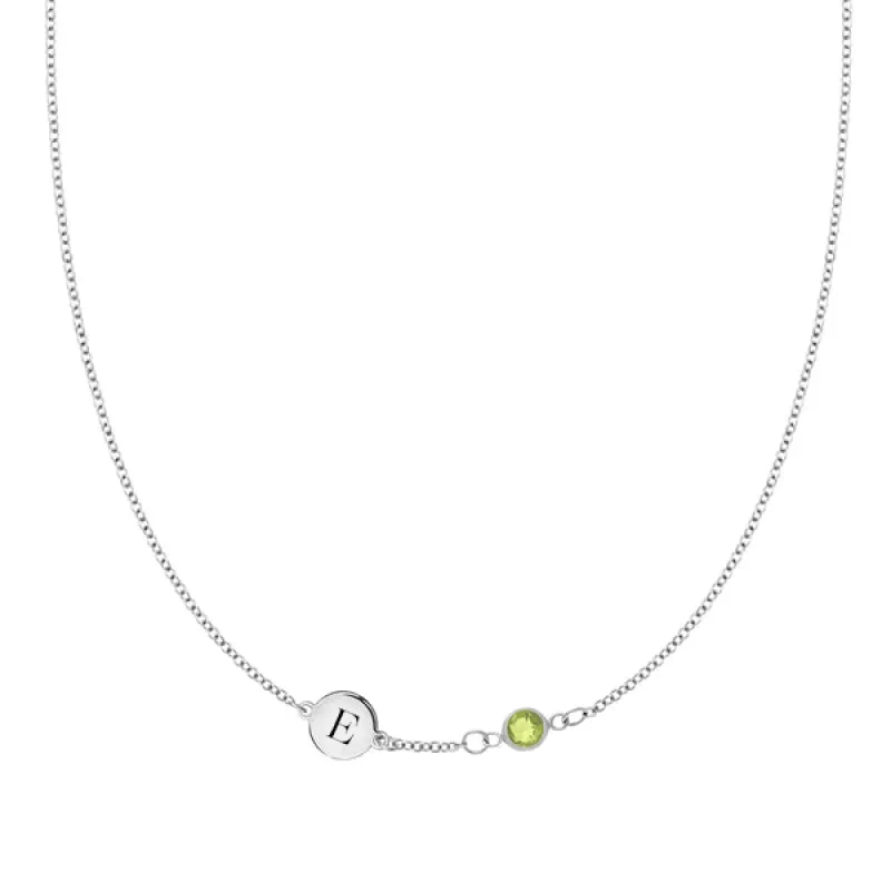 Personalized 1 Letter & 1 Classic Birthstone Necklace in 14k Gold (Single Spacing) sold by Haverhill