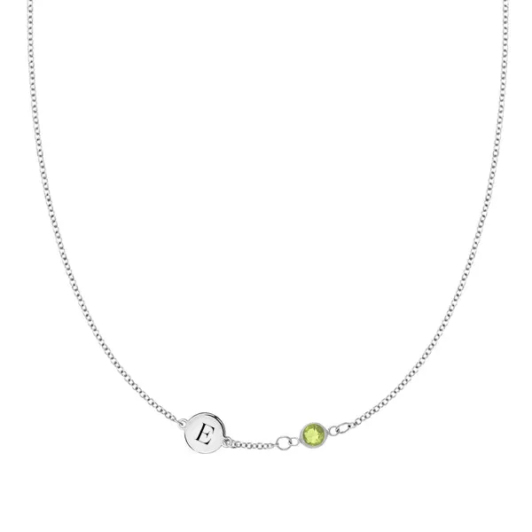 Personalized 1 Letter & 1 Classic Birthstone Necklace in 14k Gold (Single Spacing) sold by Haverhill