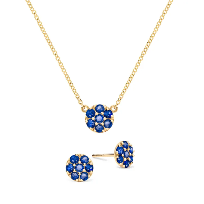 Rosecliff Sapphire Mini Necklace and Stud Earrings Set in 14k Gold (September) sold by Haverhill