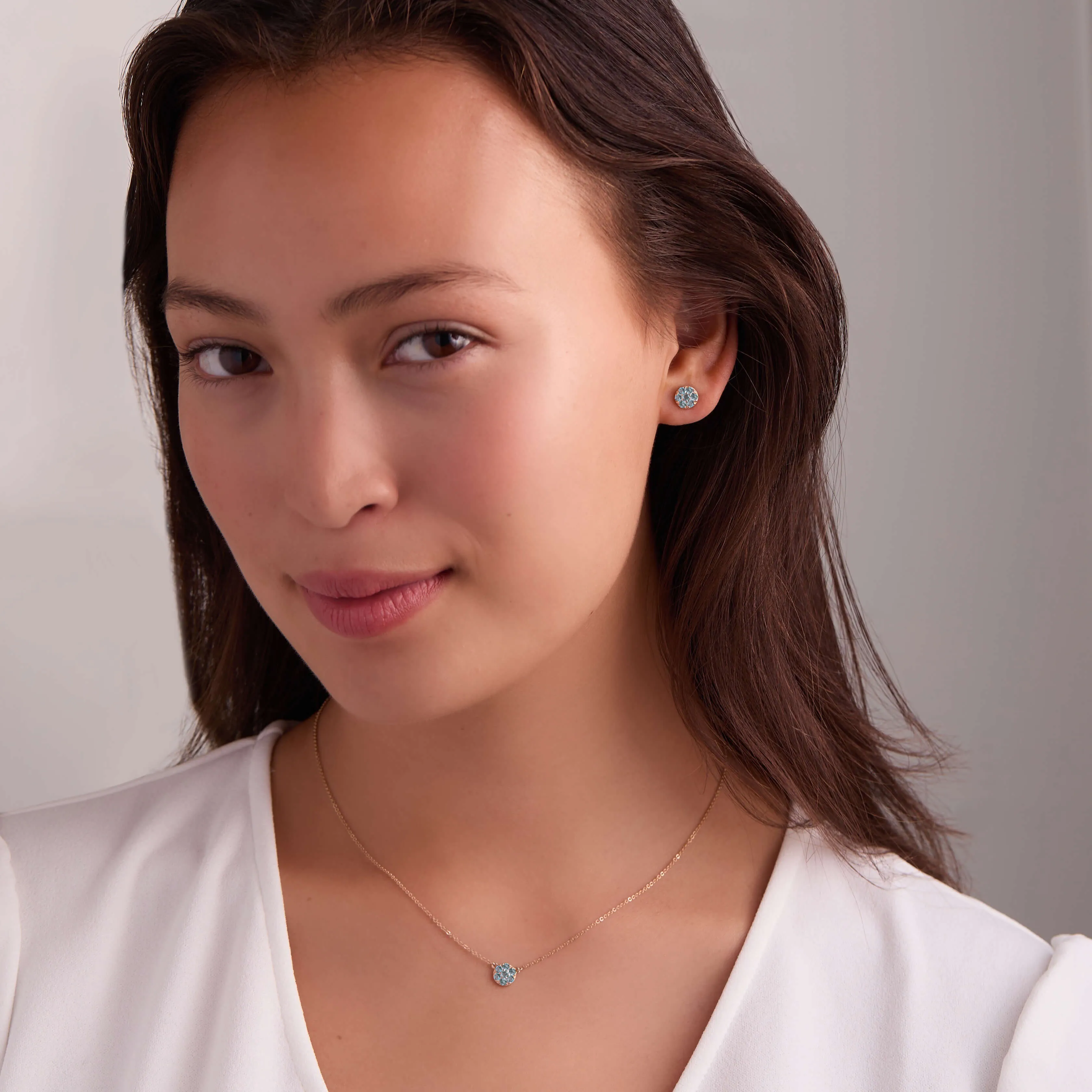 Rosecliff Nantucket Blue Topaz Mini Necklace and Stud Earrings Set in 14k Gold (December) sold by Haverhill product image thumbnail 2