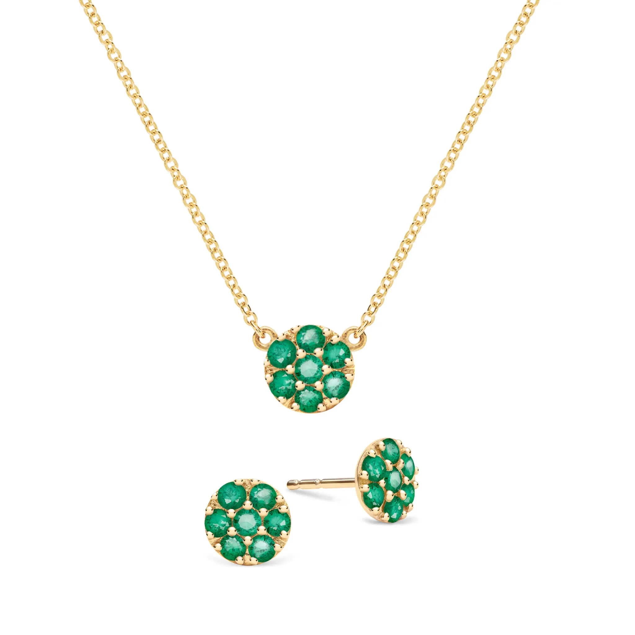 Rosecliff Emerald Mini Necklace and Stud Earrings Set in 14k Gold (May) sold by Haverhill