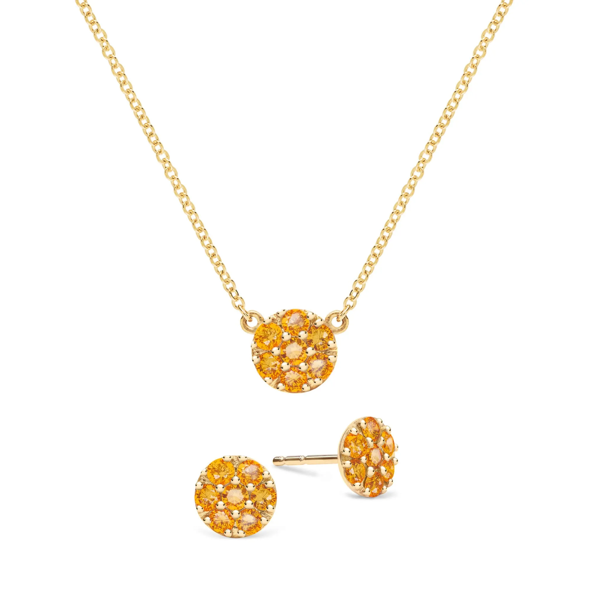 Rosecliff Citrine Mini Necklace and Stud Earrings Set in 14k Gold (November) sold by Haverhill