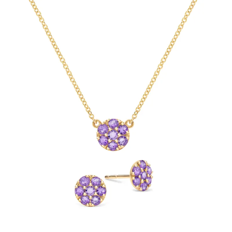 Rosecliff Amethyst Mini Necklace and Stud Earrings Set in 14k Gold (February) sold by Haverhill