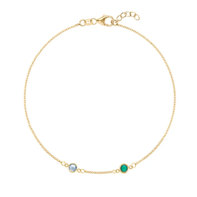 Personalized Classic 2 Birthstone Bracelet in 14k Gold sold by Haverhill