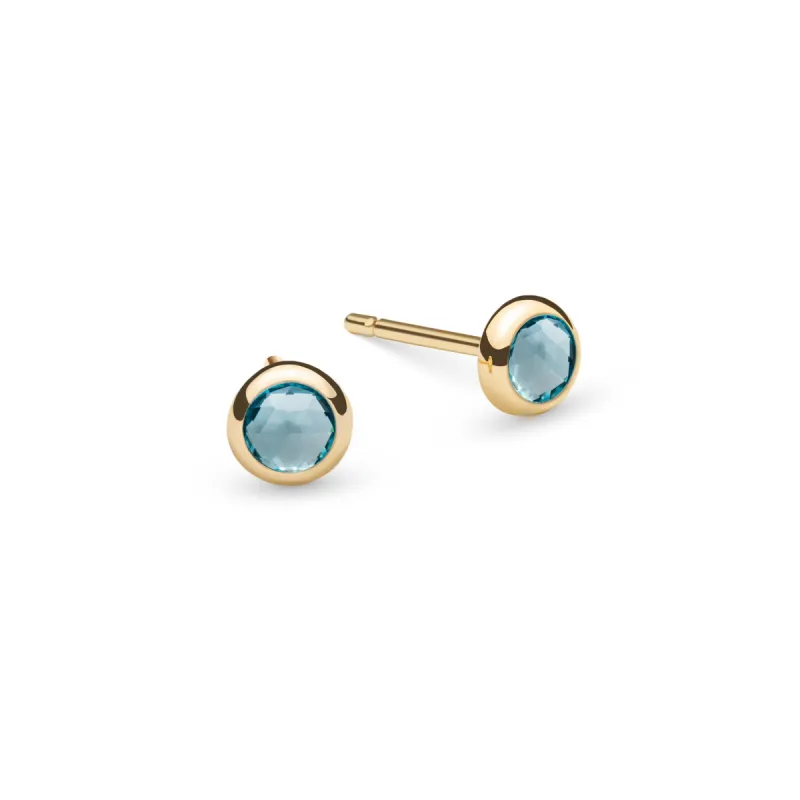 Petite Nantucket Blue Topaz Stud Earrings in 14k Gold (December) sold by Haverhill