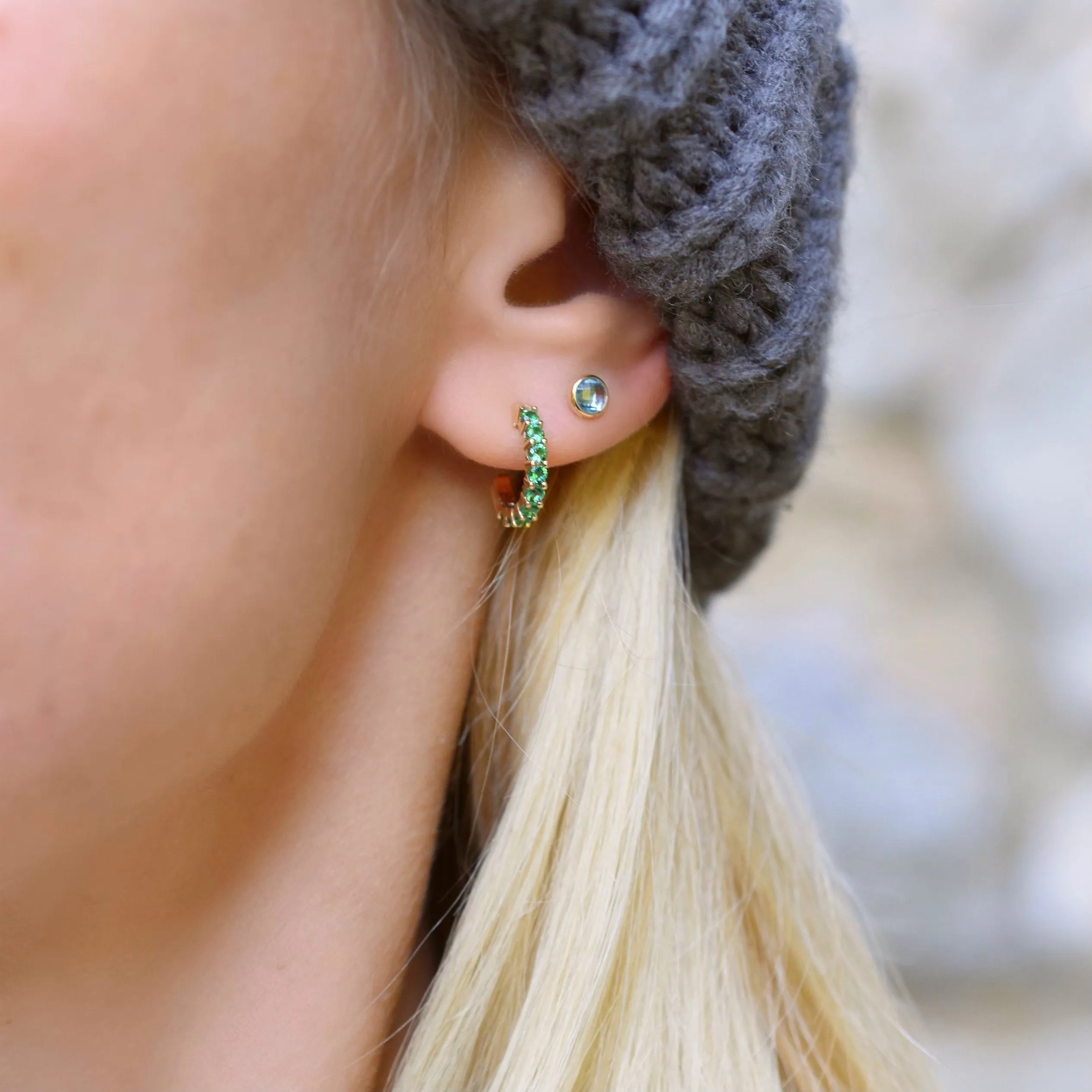 Petite Nantucket Blue Topaz Stud Earrings in 14k Gold (December) sold by Haverhill product image thumbnail 3