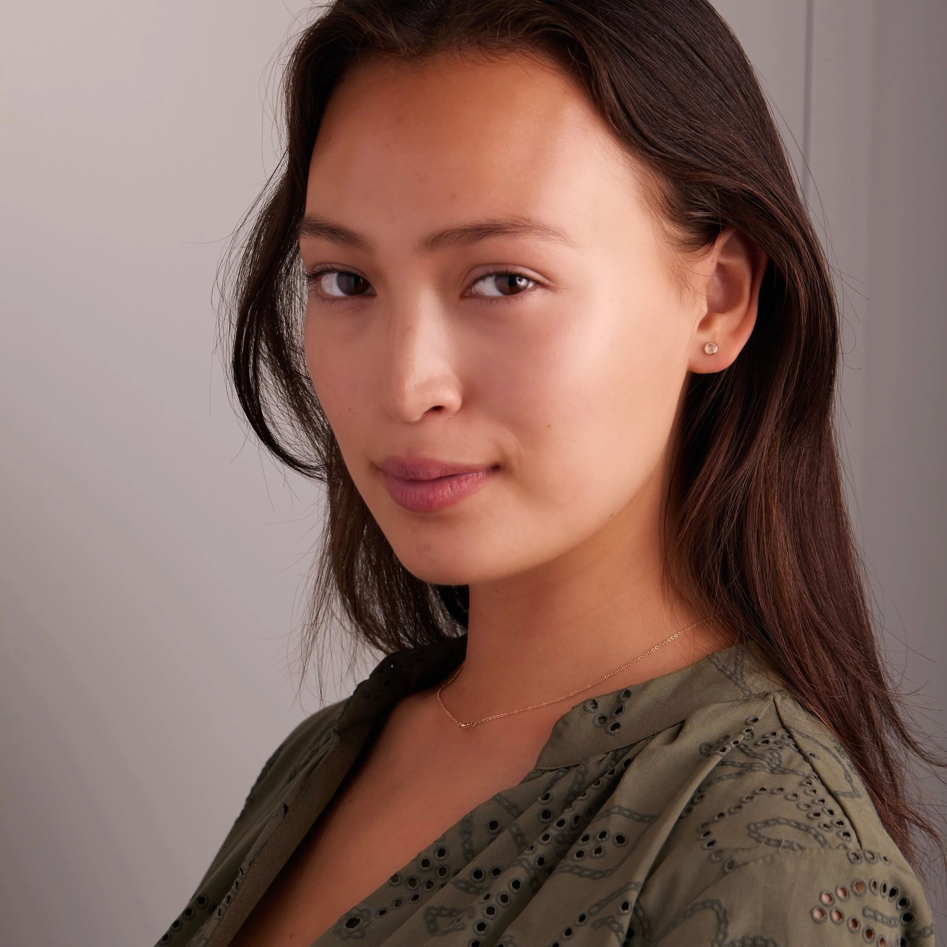 Petite Moonstone Stud Earrings in 14k Gold (June) sold by Haverhill product image thumbnail 2