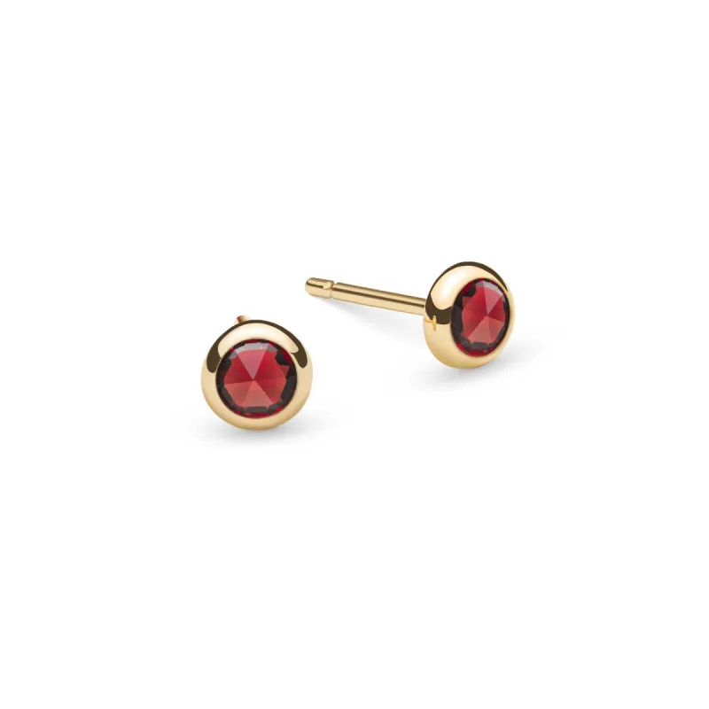 Petite Garnet Stud Earrings in 14k Gold (January) sold by Haverhill