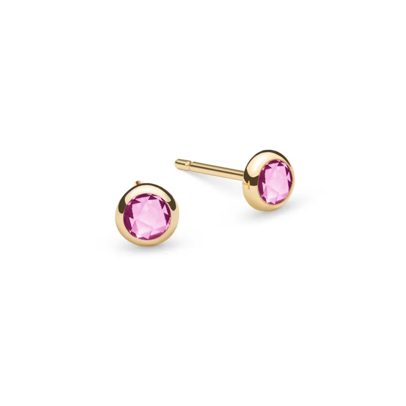 Petite Pink Sapphire Stud Earrings in 14k Gold (October) sold by Haverhill