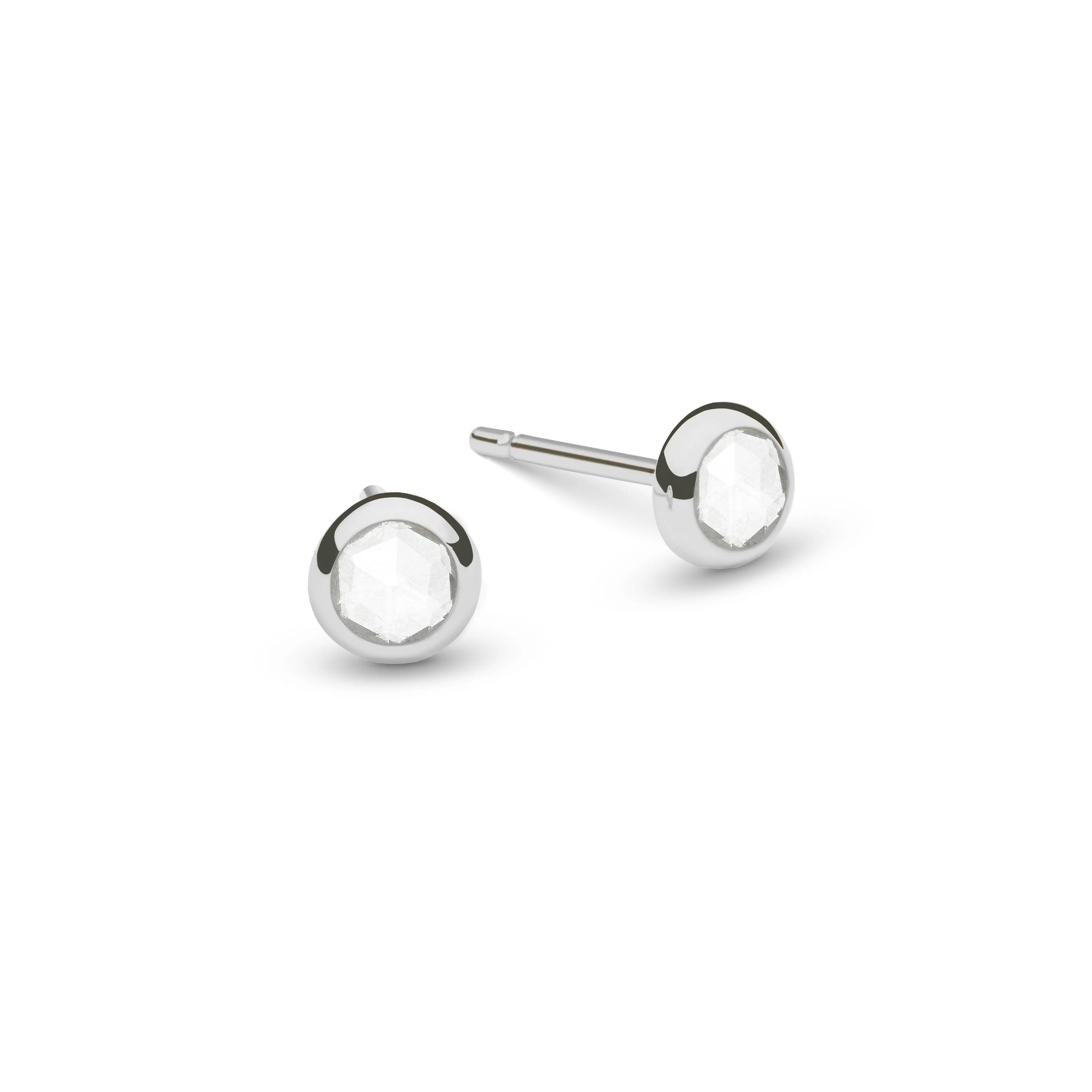 Petite White Topaz Stud Earrings in 14k Gold (April) sold by Haverhill product image thumbnail 5