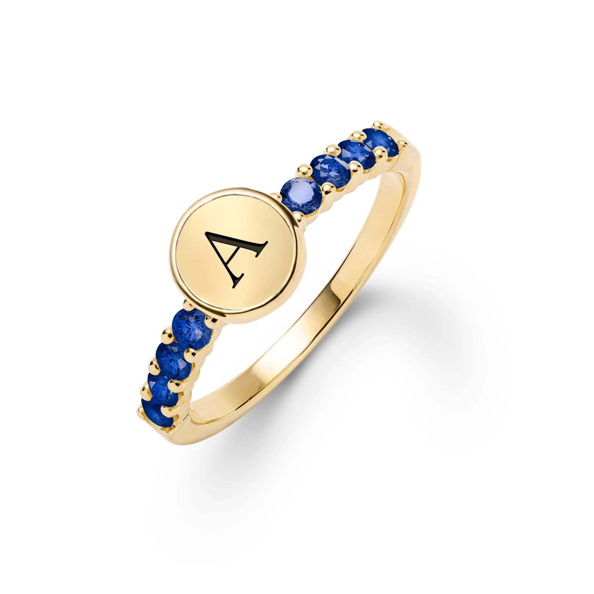 Rosecliff Letter Sapphire Ring in 14k Gold (September) sold by Haverhill