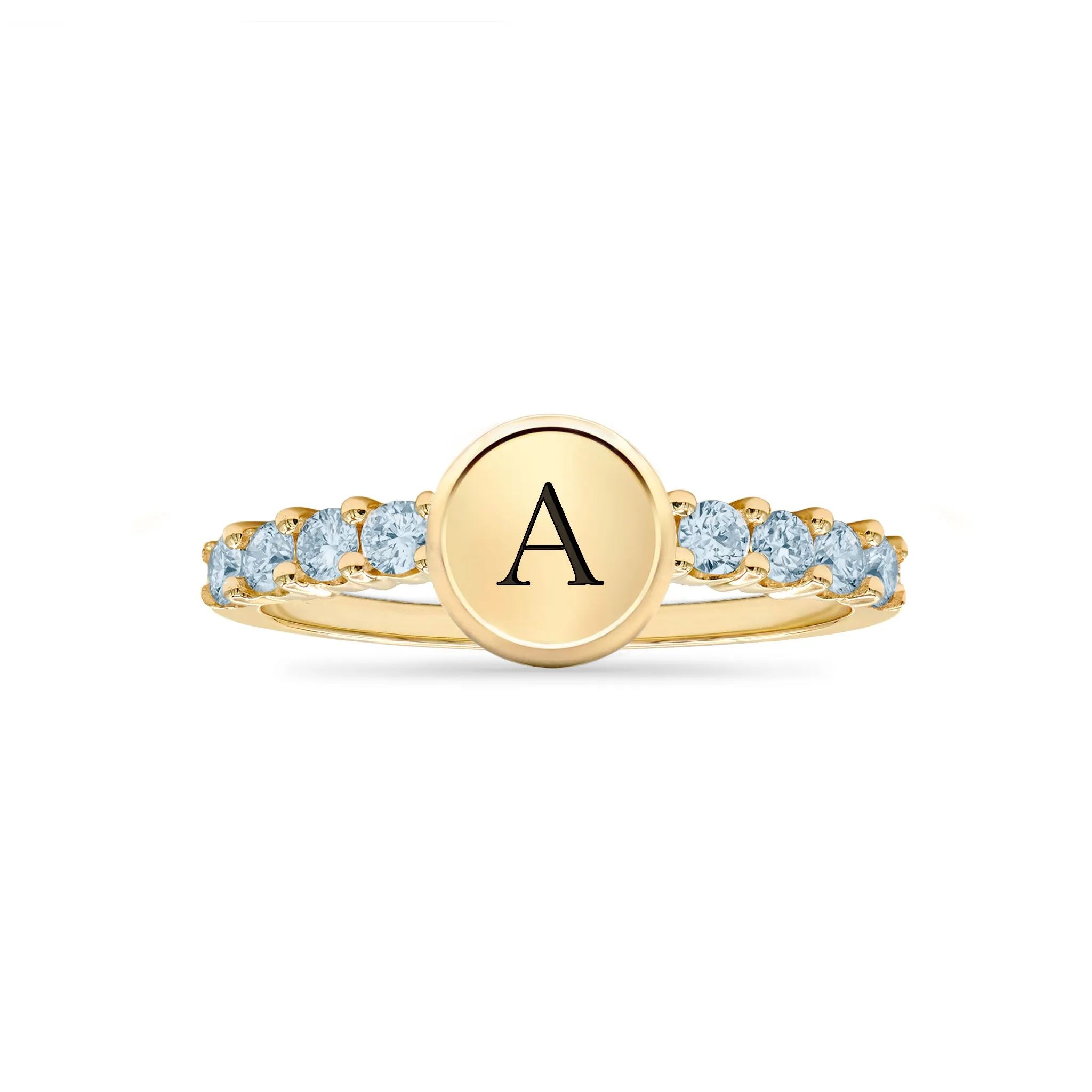 Rosecliff Letter Nantucket Blue Topaz Ring in 14k Gold (December) sold by Haverhill product image thumbnail 5