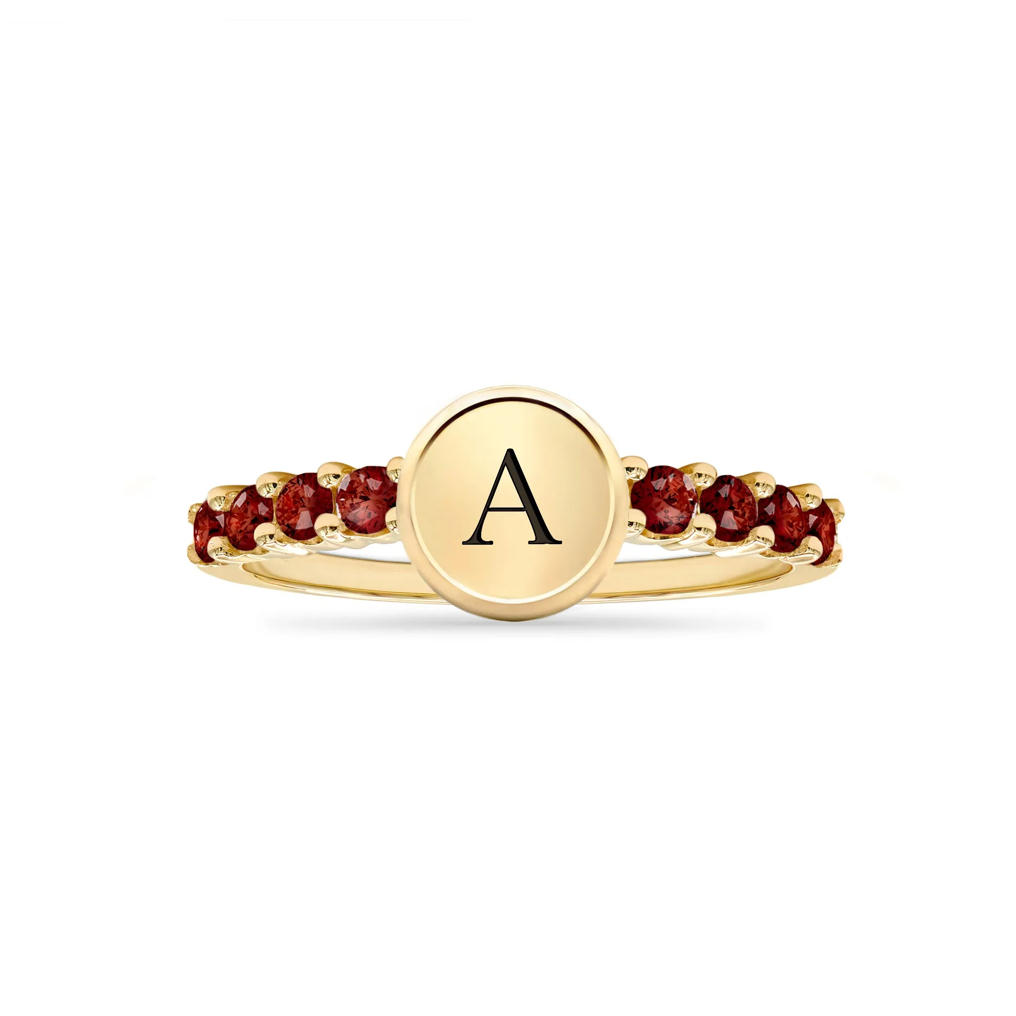 Rosecliff Letter Garnet Ring in 14k Gold (January) sold by Haverhill product image thumbnail 5