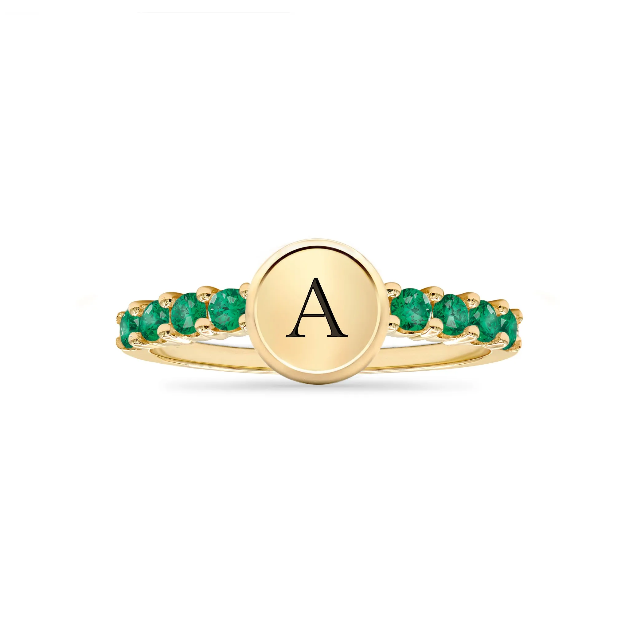 Rosecliff Letter Emerald Ring in 14k Gold (May) sold by Haverhill product image thumbnail 5