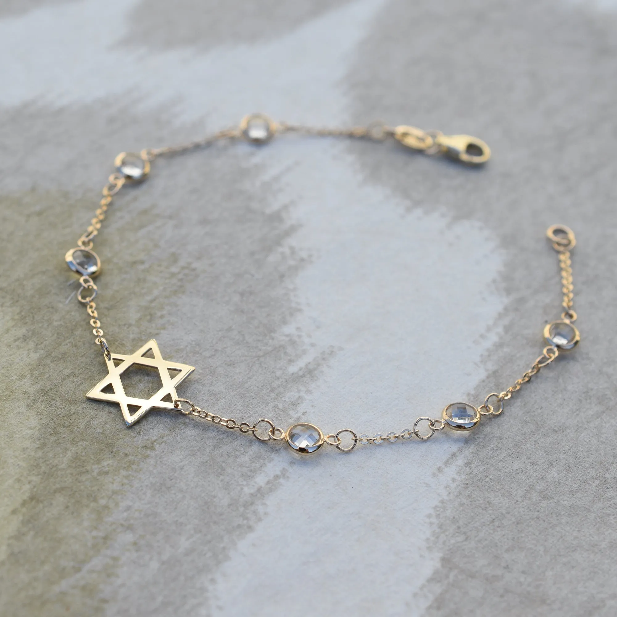 Bayberry White Topaz Star of David Bracelet in 14k Gold (April) sold by Haverhill product image thumbnail 3