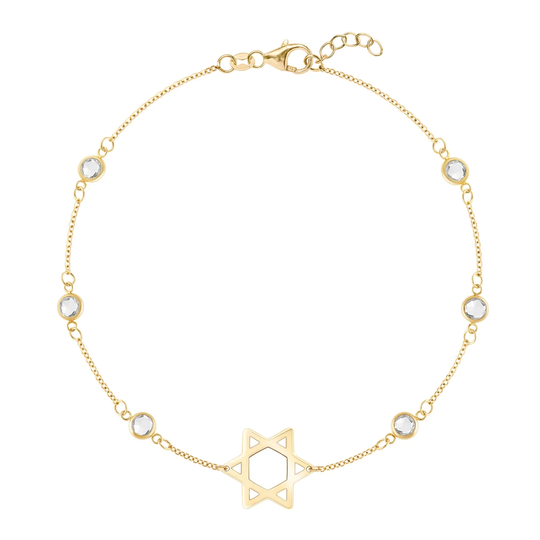 Bayberry White Topaz Star of David Bracelet in 14k Gold (April) sold by Haverhill