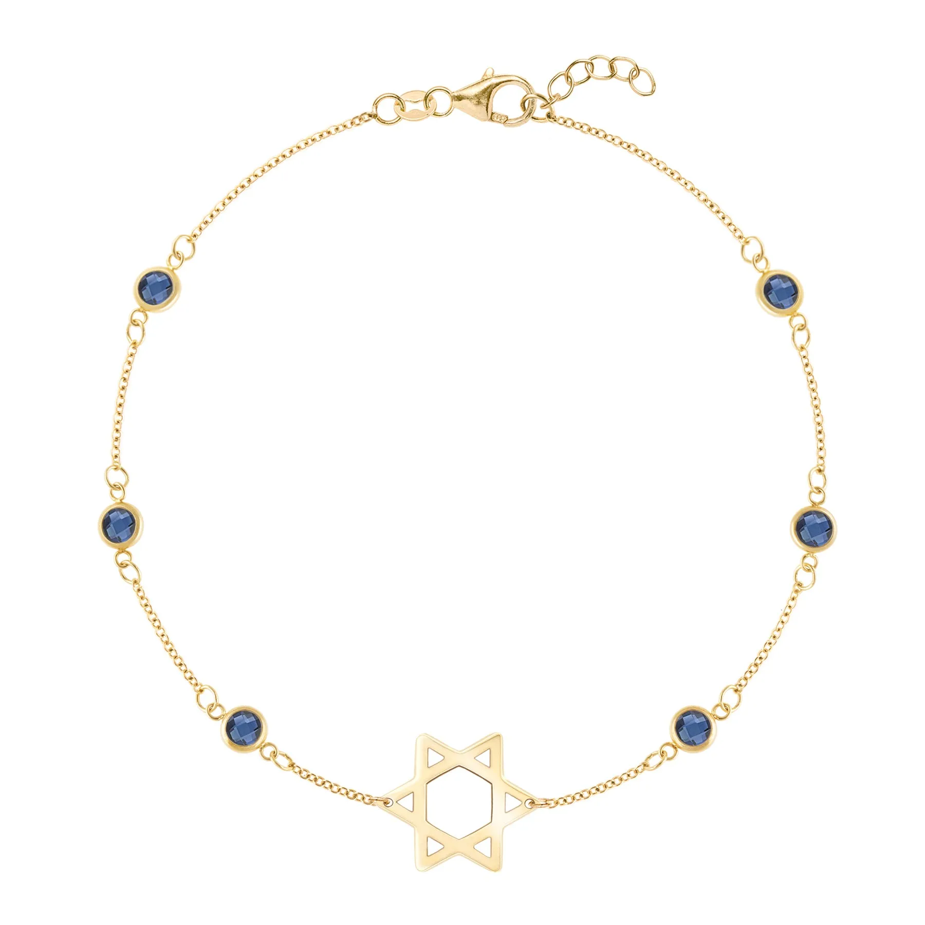 Bayberry Sapphire Star of David Bracelet in 14k Gold (September) sold by Haverhill