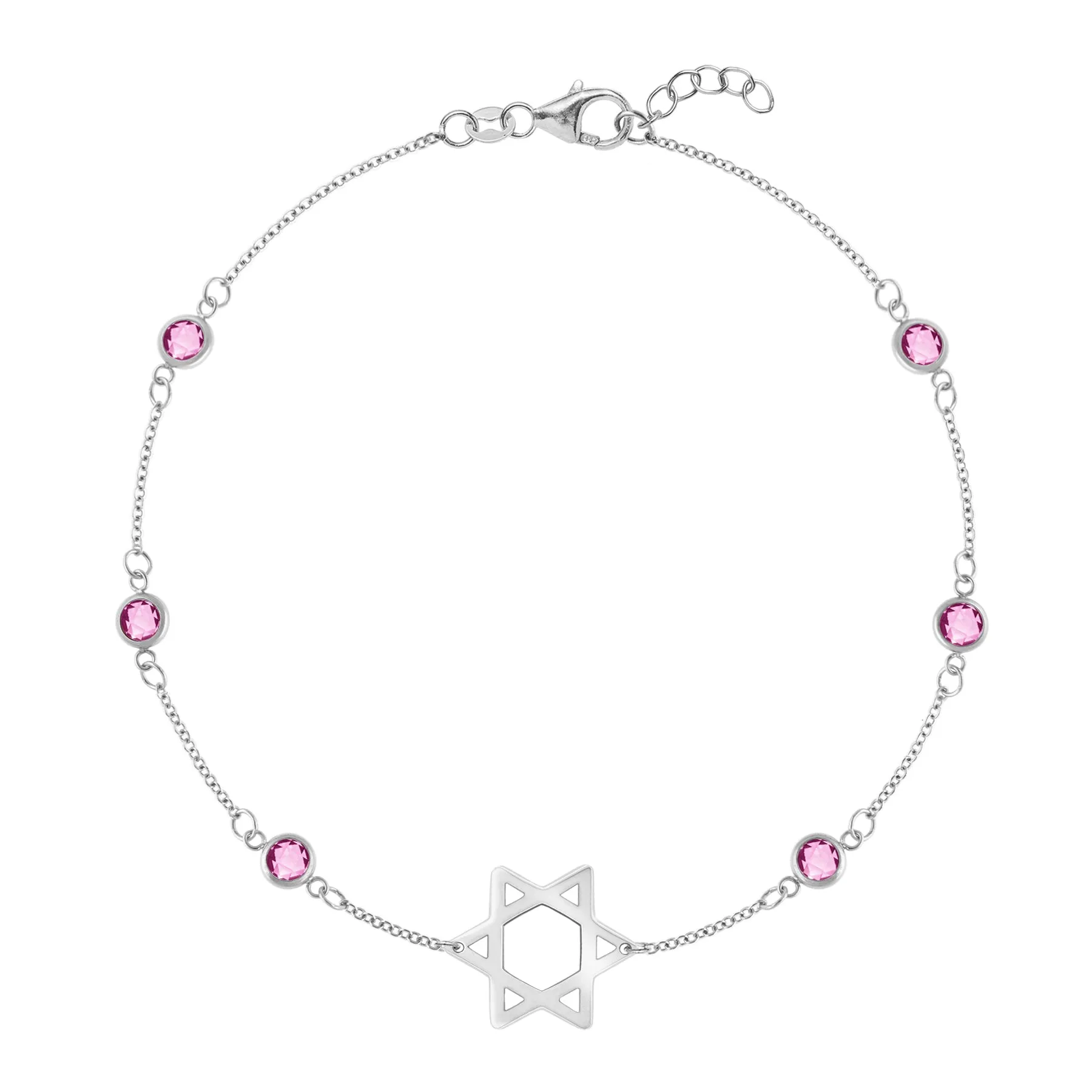 Bayberry Pink Sapphire Star of David Bracelet in 14k Gold (October) sold by Haverhill product image thumbnail 4