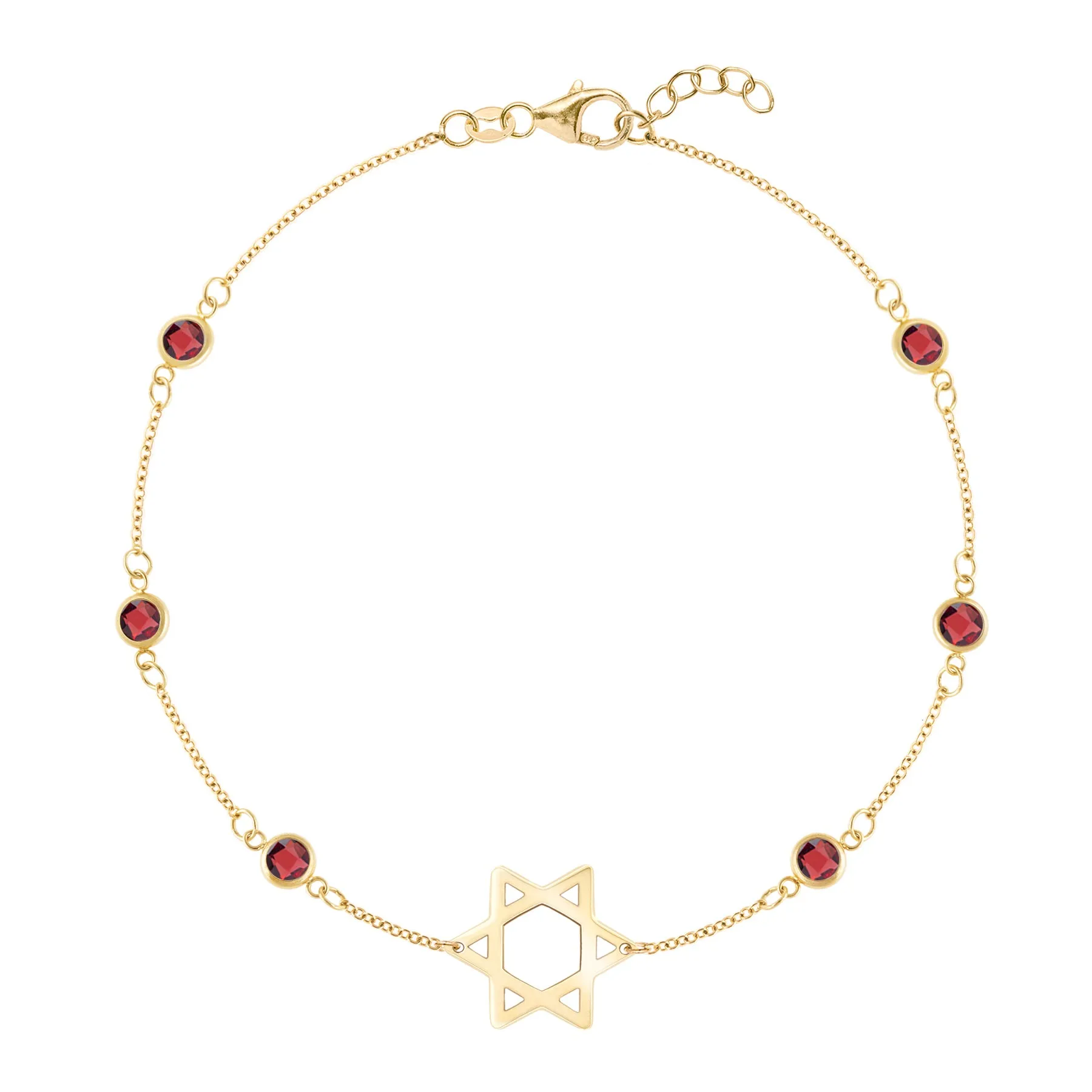 Bayberry Garnet Star of David Bracelet in 14k Gold (January) sold by Haverhill
