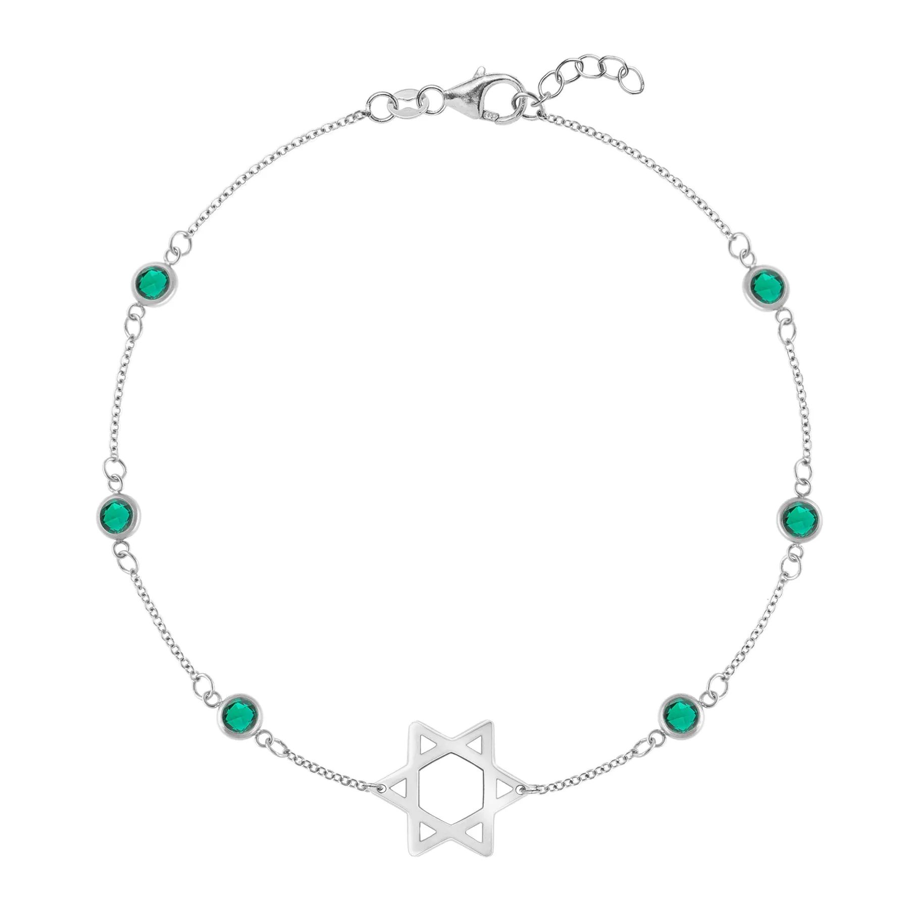 Bayberry Emerald Star of David Bracelet in 14k Gold (May) sold by Haverhill product image thumbnail 4