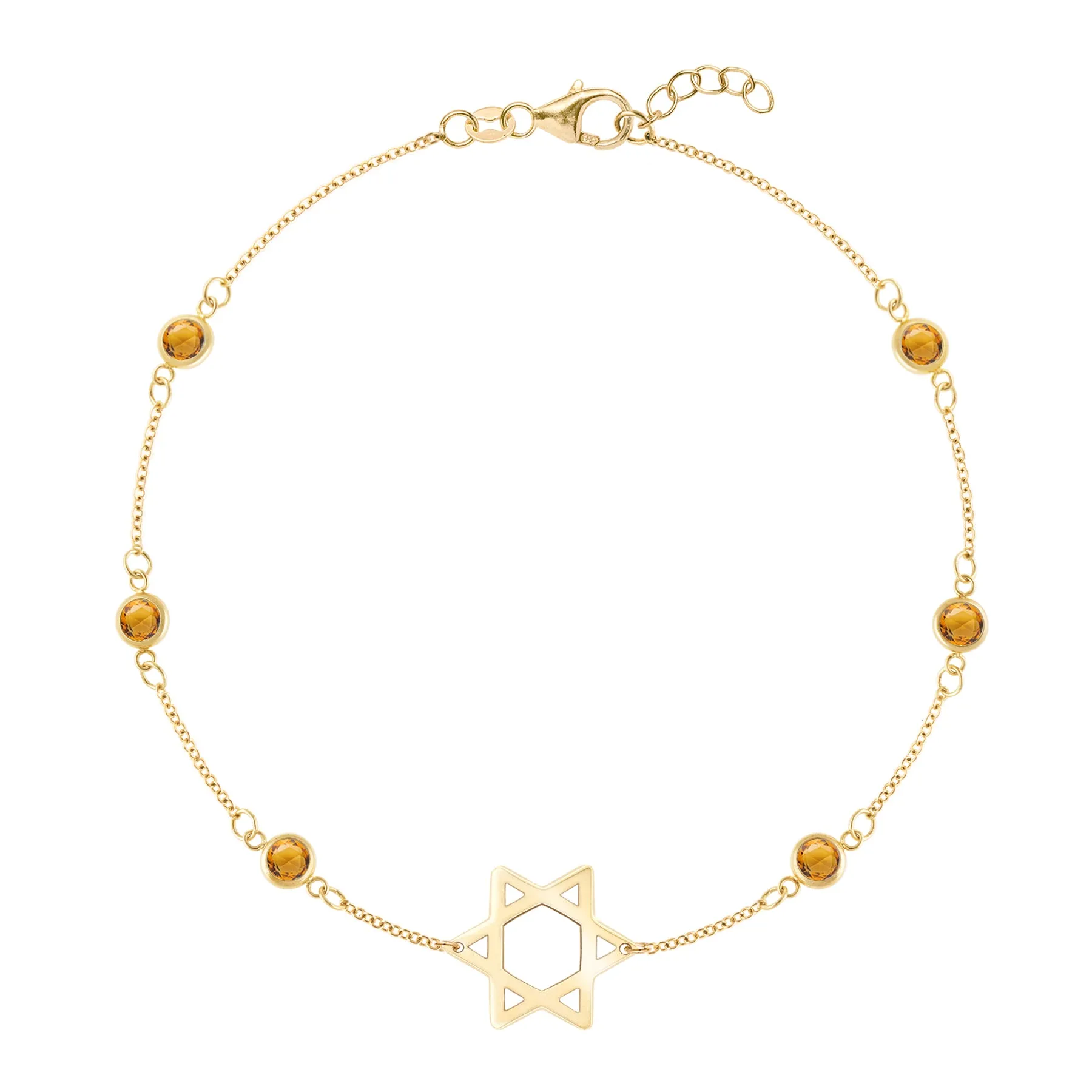 Bayberry Citrine Star of David Bracelet in 14k Gold (November) sold by Haverhill