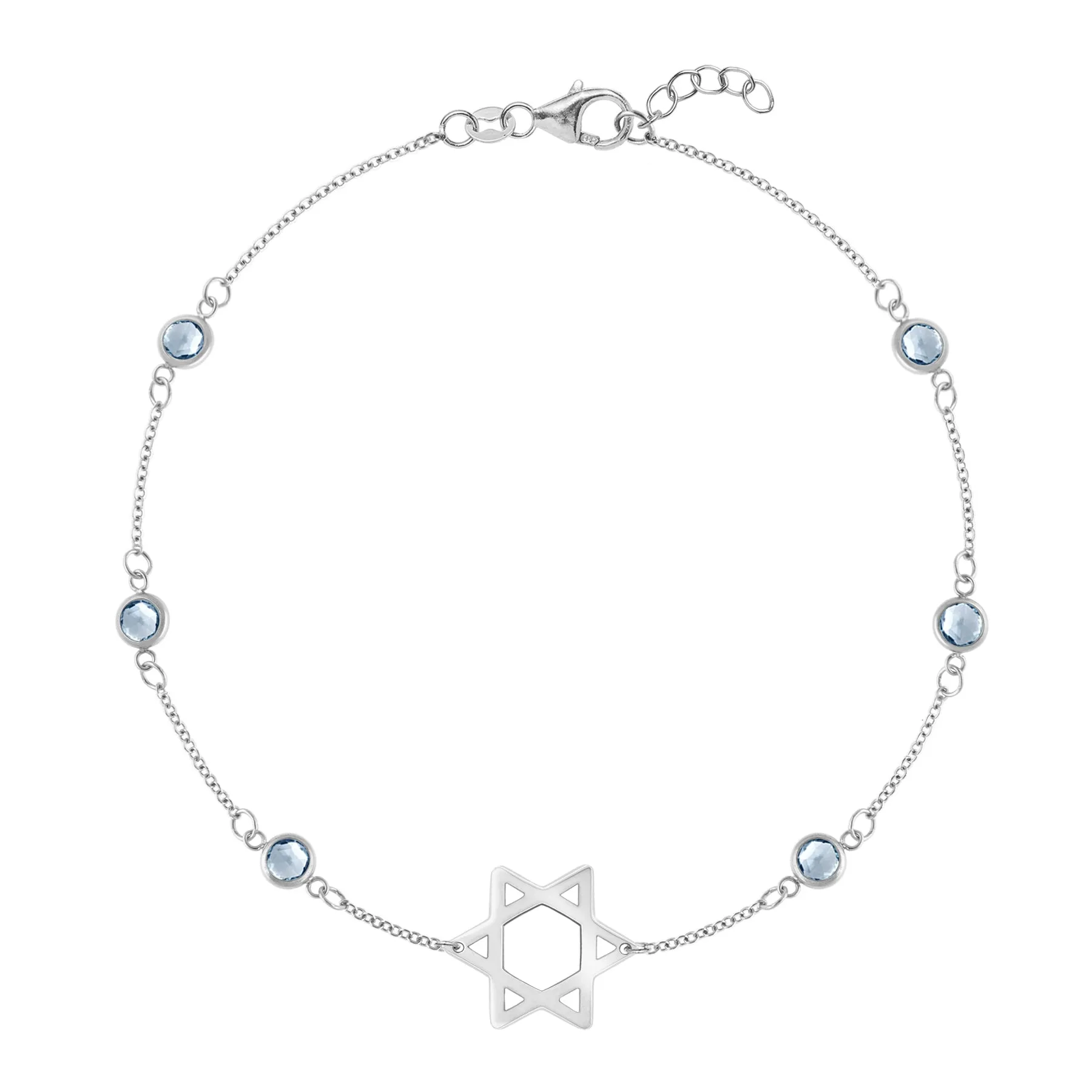 Bayberry Aquamarine Star of David Bracelet in 14k Gold (March) sold by Haverhill product image thumbnail 4