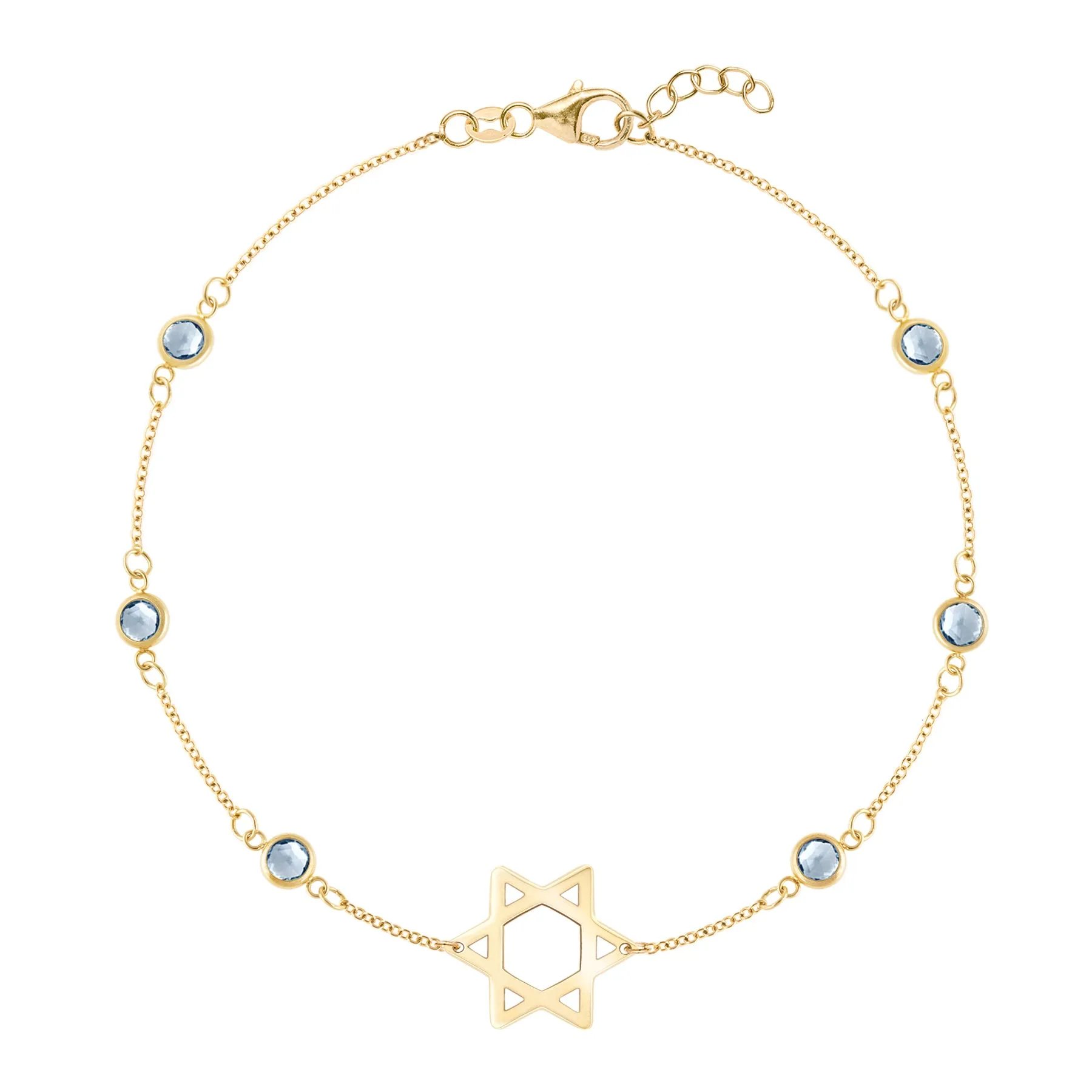 Bayberry Aquamarine Star of David Bracelet in 14k Gold (March) sold by Haverhill